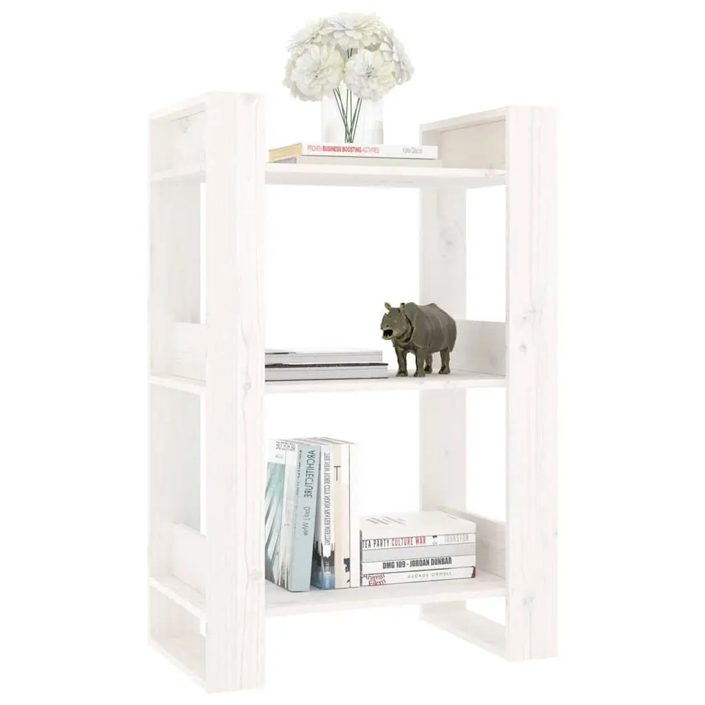 Pine Wood Bookcase Room Divider White Multi Shelf Storage Unit 60x35x91cm