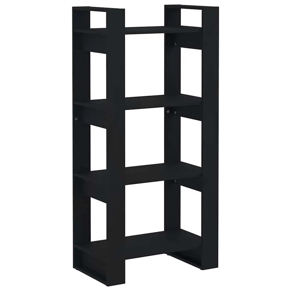 Solid Wood Book Cabinet Black 60x35x125cm Room Divider Shelving Unit