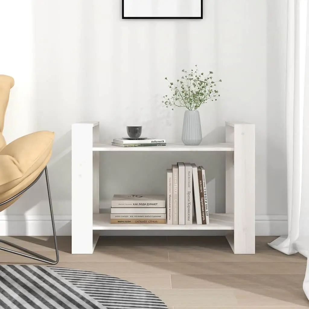 Wooden Book Cabinet White 80x35x56.5 cm Solid Pine Room Divider Shelving Unit