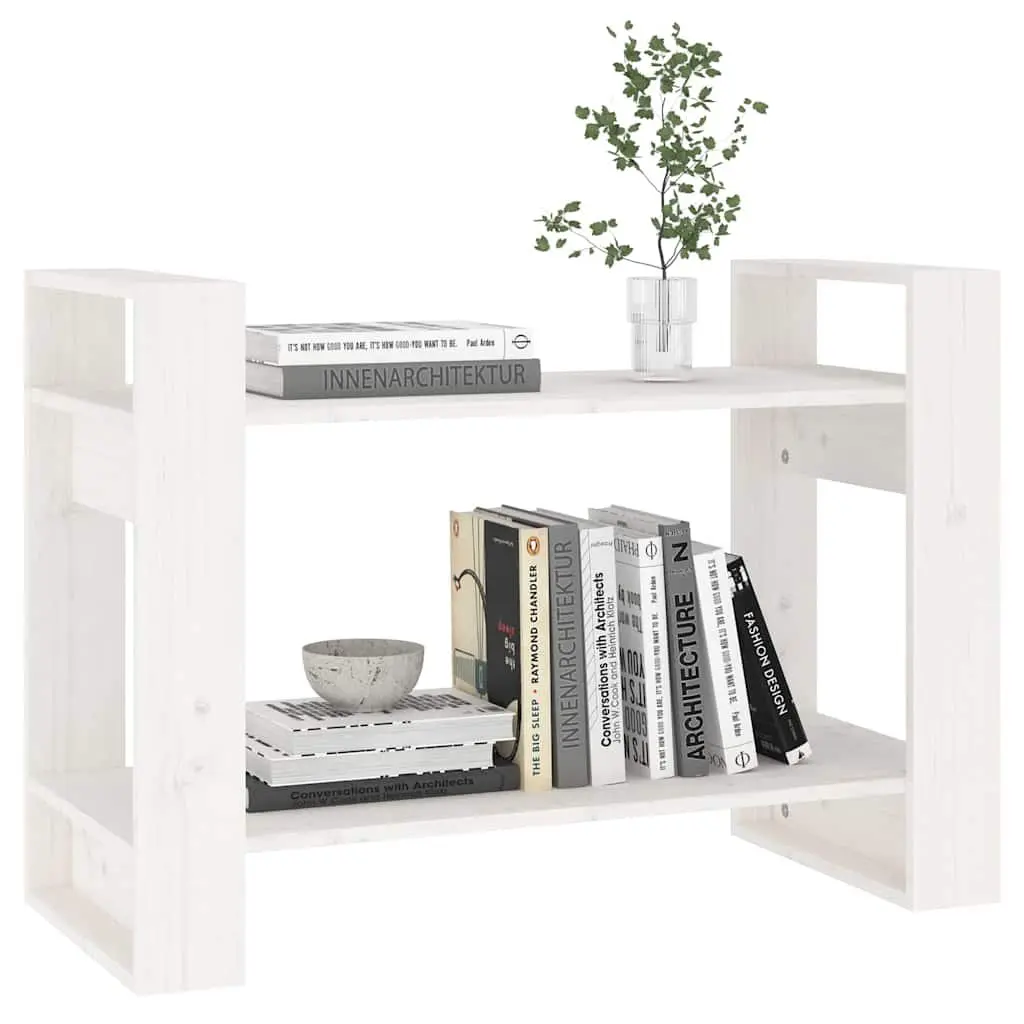 Wooden Book Cabinet White 80x35x56.5 cm Solid Pine Room Divider Shelving Unit
