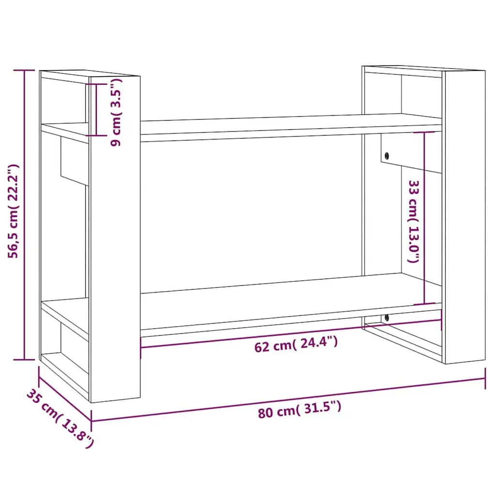 Wooden Book Cabinet White 80x35x56.5 cm Solid Pine Room Divider Shelving Unit