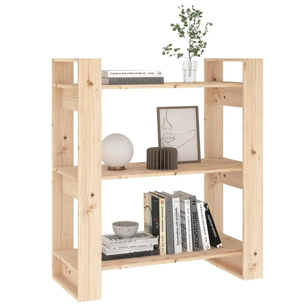 Solid Wood Pine Book Cabinet Brown 80x35x91cm Dual-Sided Room Divider Bookshelf Storage