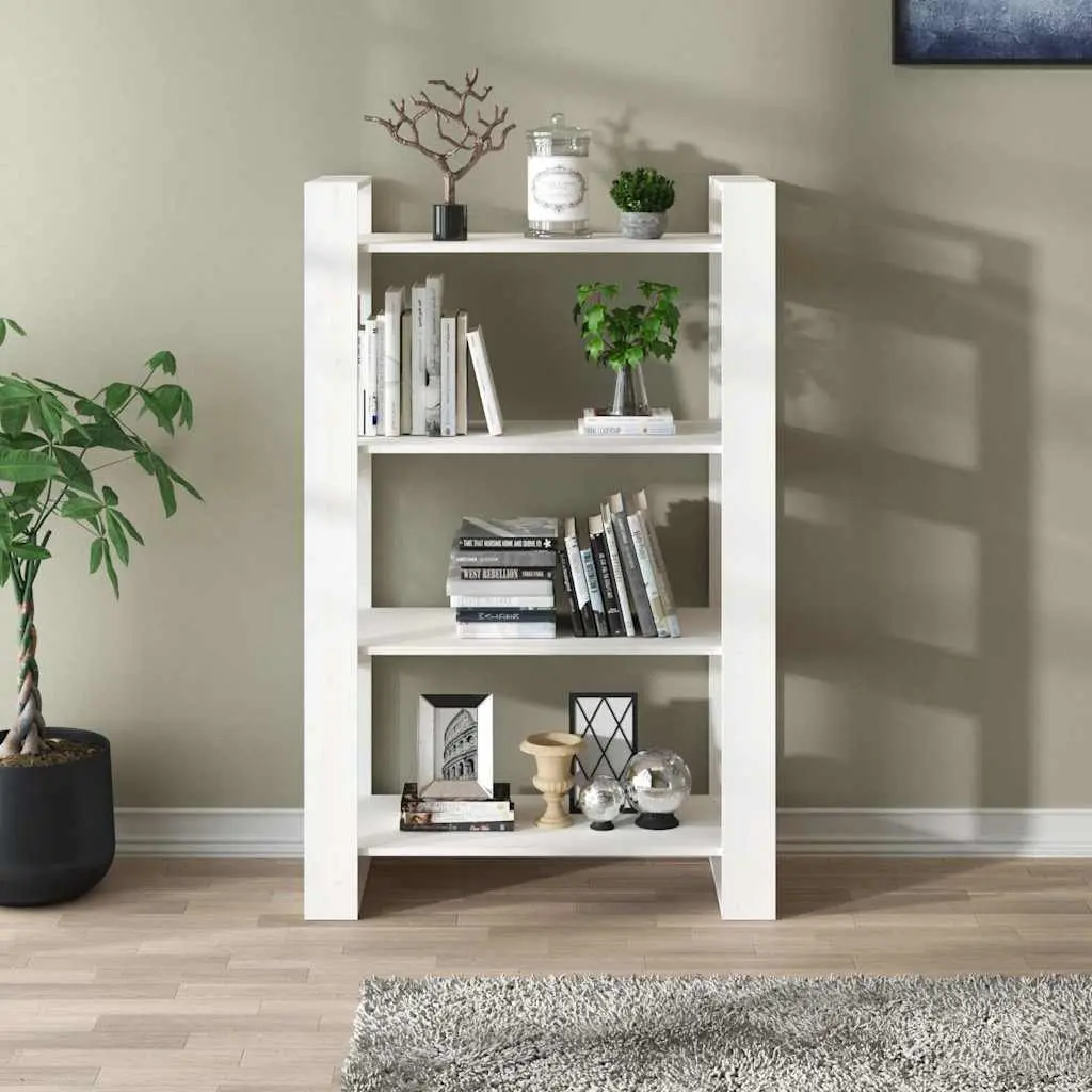 Solid Pine Wood Book Cabinet White 80x35x125cm Room Divider Bookshelf Storage