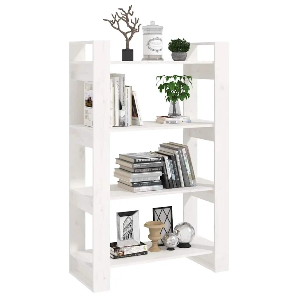 Solid Pine Wood Book Cabinet White 80x35x125cm Room Divider Bookshelf Storage