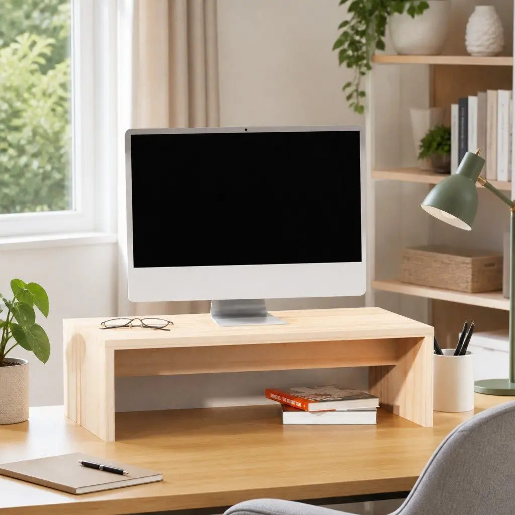 Monitor Stand Brown Solid Pine Wood 50x27x15cm Ergonomic Riser with Storage