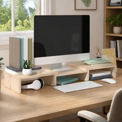 Compact Monitor Stand Riser 60x24x10.5cm in Solid Pine