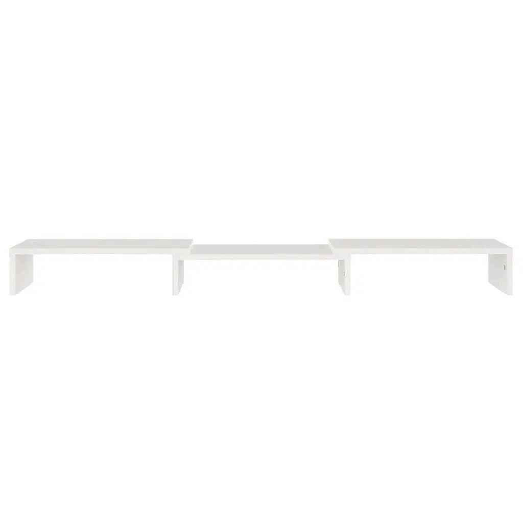Monitor Stand White Solid Wood Adjustable Desk Riser with Keyboard Storage