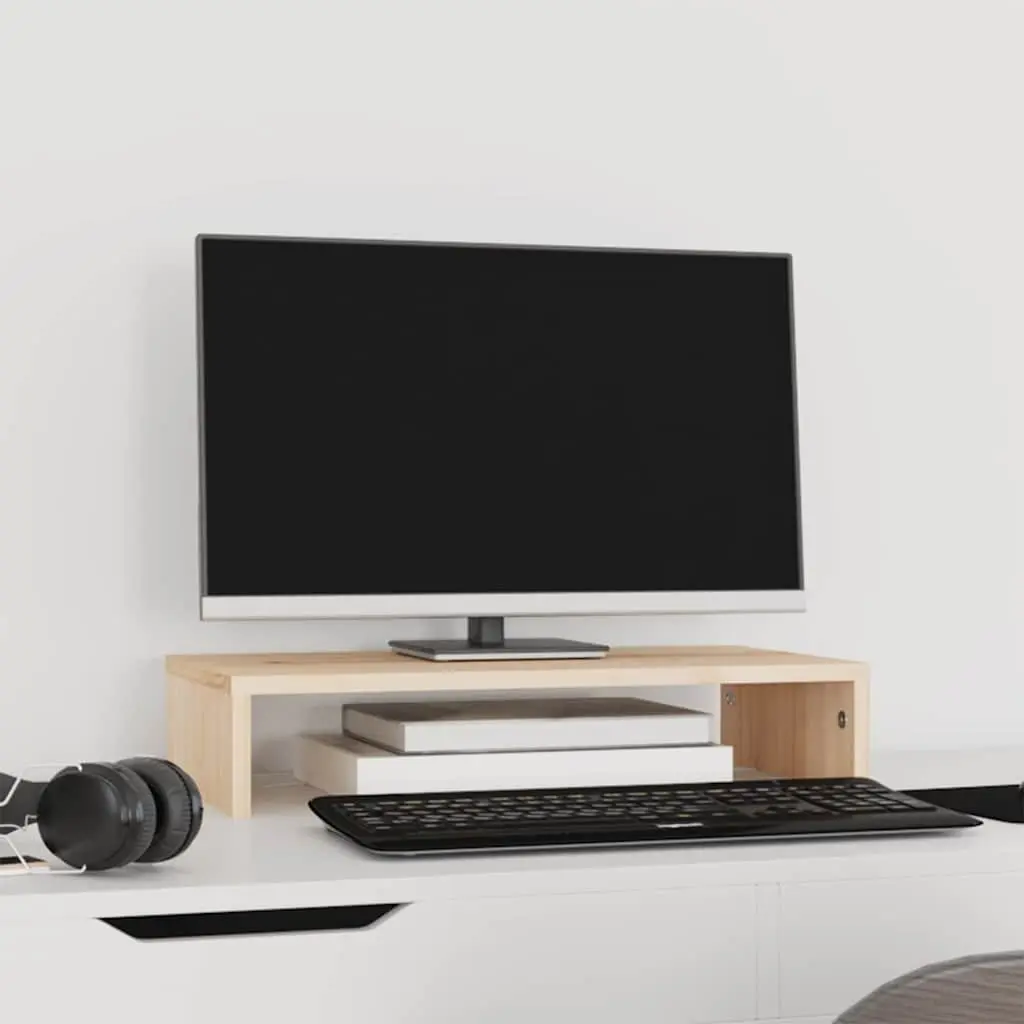 Solid Pine Monitor Stand with Open Storage Space