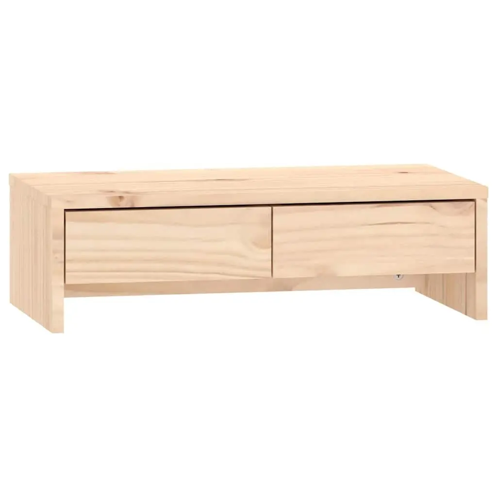 Monitor Stand Brown 50x27x15cm Solid Wood Pine with 2 Drawers Storage Desk Riser