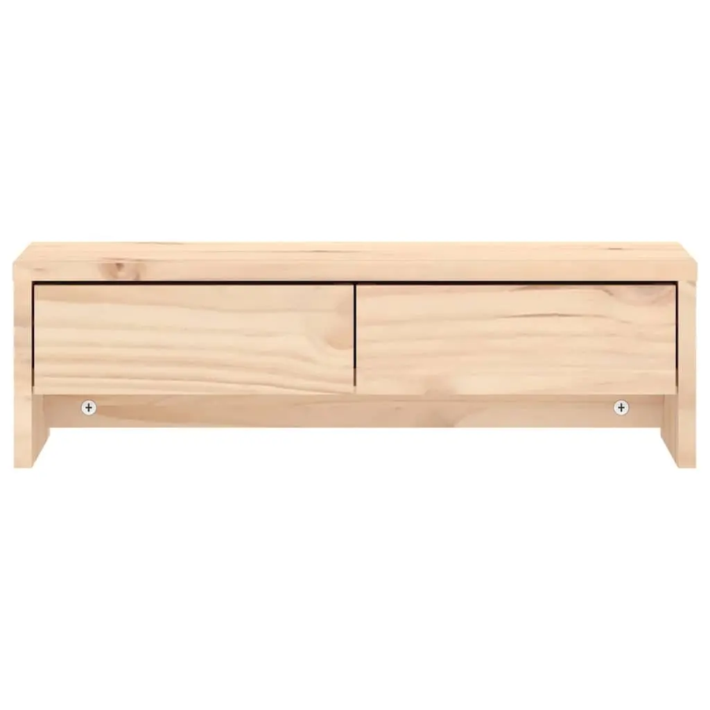 Monitor Stand Brown 50x27x15cm Solid Wood Pine with 2 Drawers Storage Desk Riser