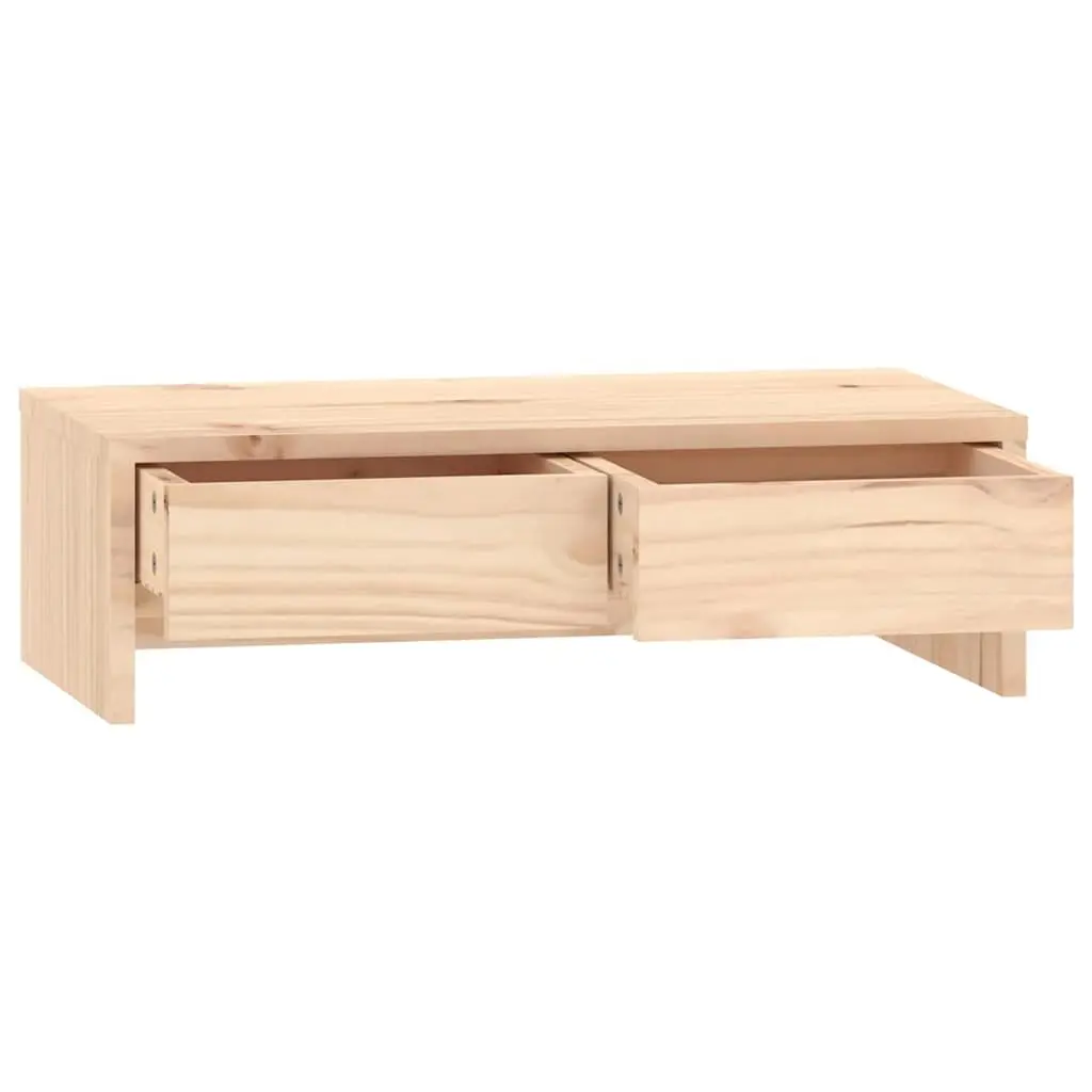 Monitor Stand Brown 50x27x15cm Solid Wood Pine with 2 Drawers Storage Desk Riser
