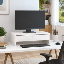Efficient White Pine Monitor Stand with Storage Options