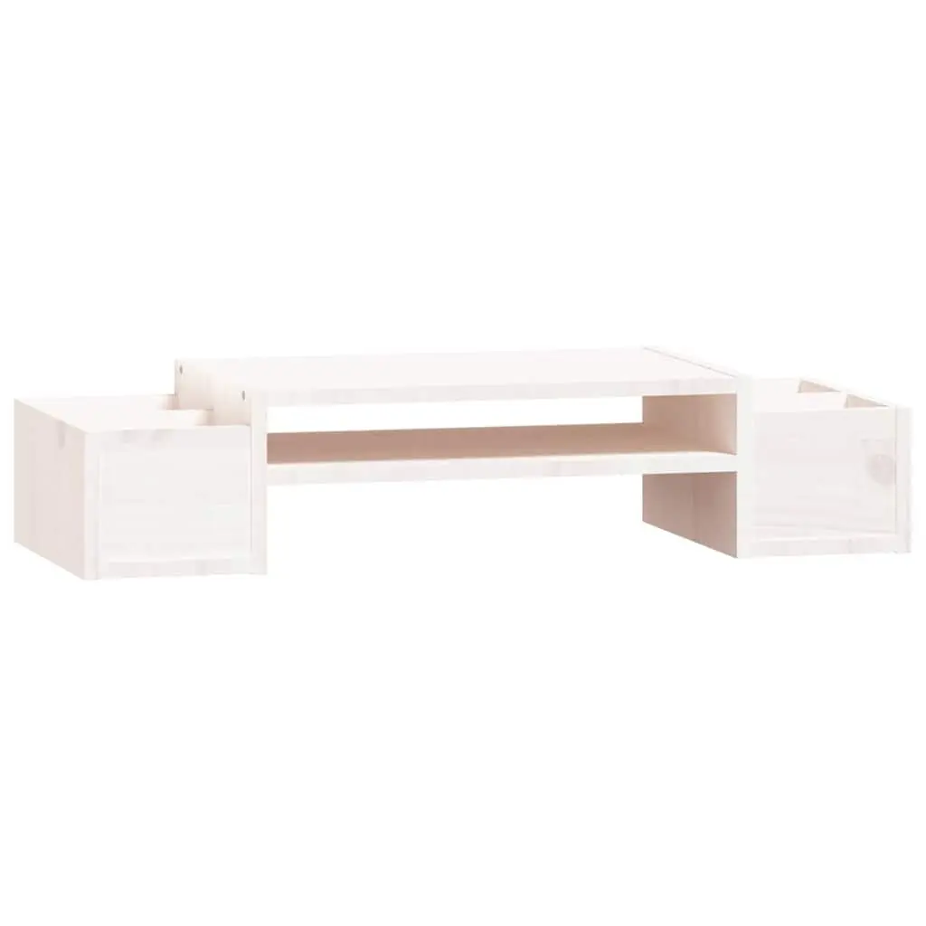 Monitor Stand White 70x27.5x15 cm Solid Pine Wood Computer Riser with Storage