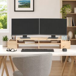 Compact and Functional Pine Monitor Stand
