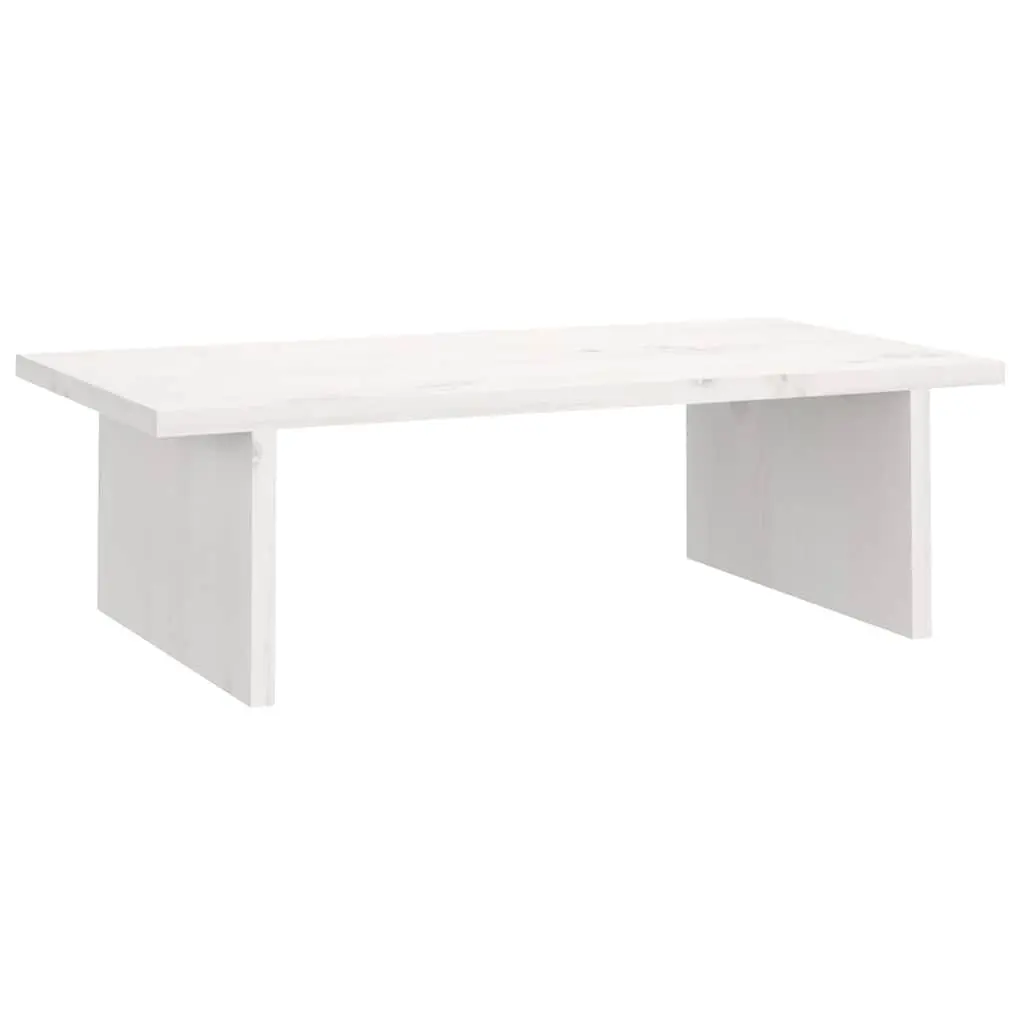 Monitor Stand White Solid Wood Pine Riser Desk Organizer with Integrated Storage