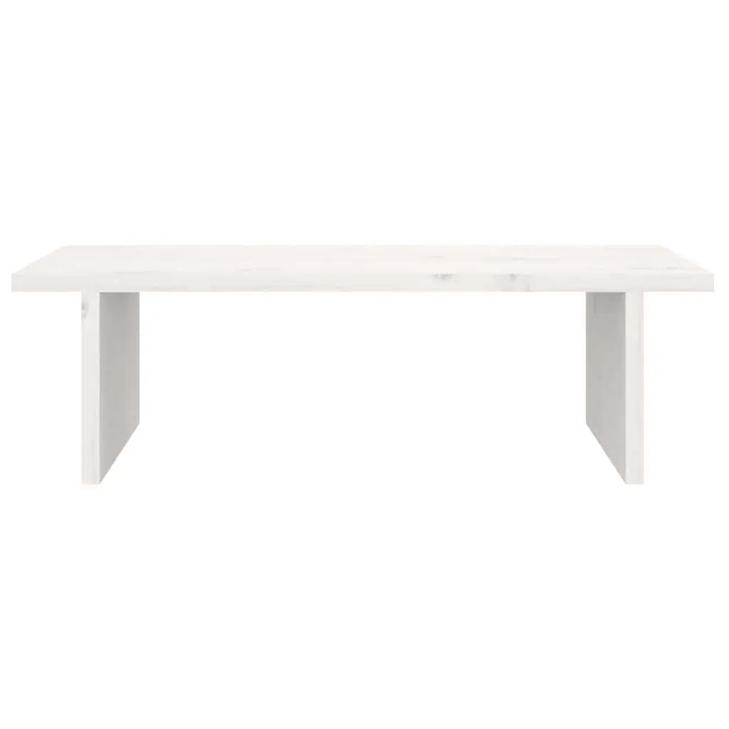 Monitor Stand White Solid Wood Pine Riser Desk Organizer with Integrated Storage
