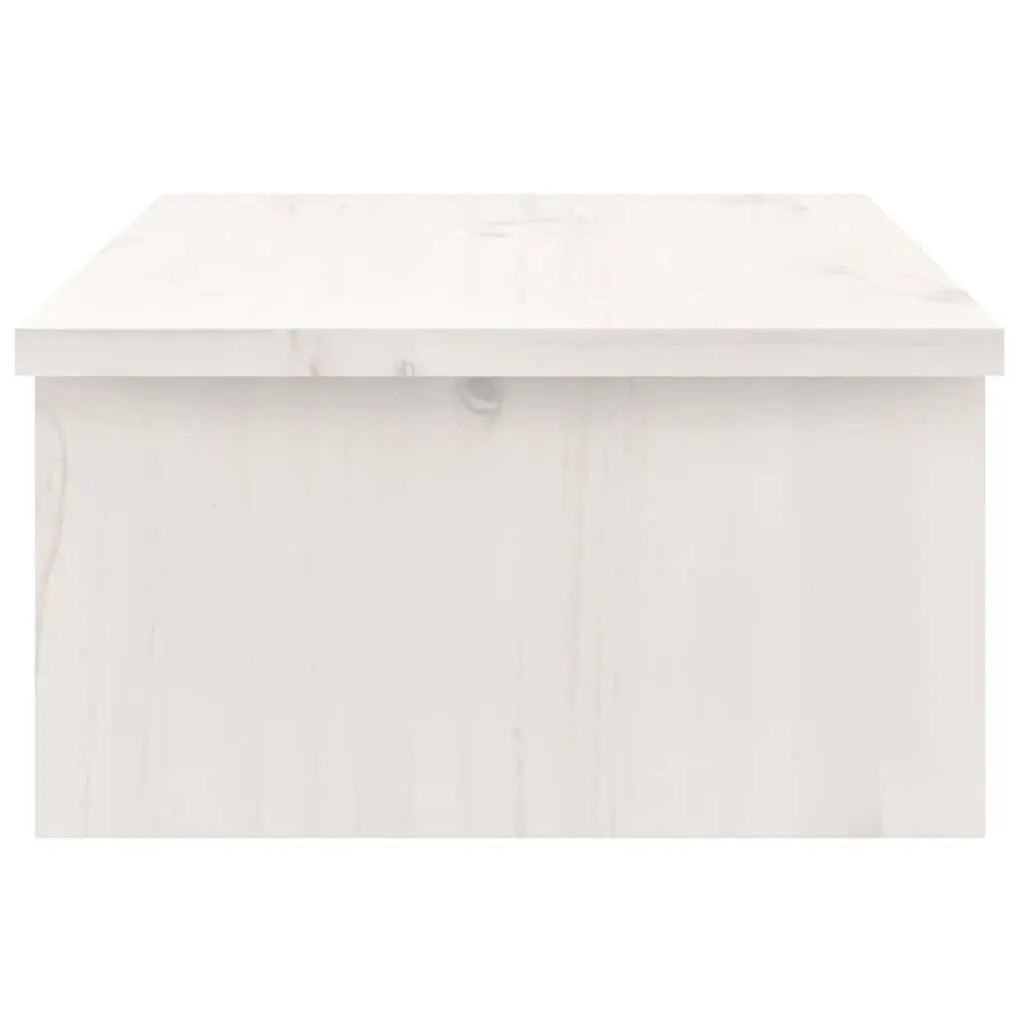 Monitor Stand White Solid Wood Pine Riser Desk Organizer with Integrated Storage