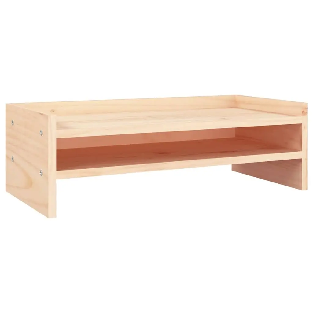 Monitor Stand Brown Solid Wood Pine 50x24x16cm Riser with Keyboard Storage