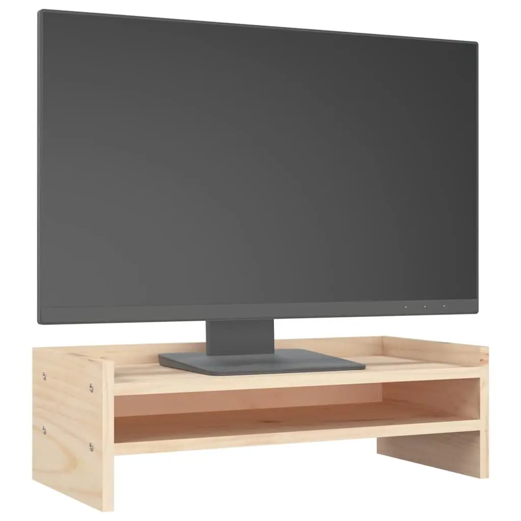 Monitor Stand Brown Solid Wood Pine 50x24x16cm Riser with Keyboard Storage