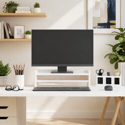 Compact and Durable White Monitor Stand – 50x24x16 cm