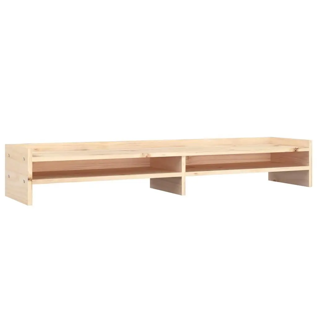 Wooden Monitor Stand Brown 100x24x16cm Solid Pine Ergonomic Desktop Riser Storage