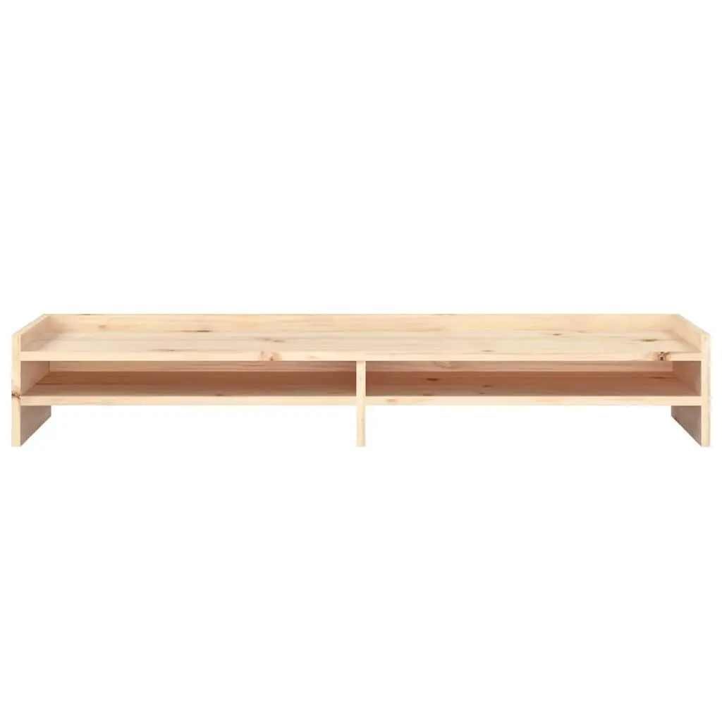 Wooden Monitor Stand Brown 100x24x16cm Solid Pine Ergonomic Desktop Riser Storage