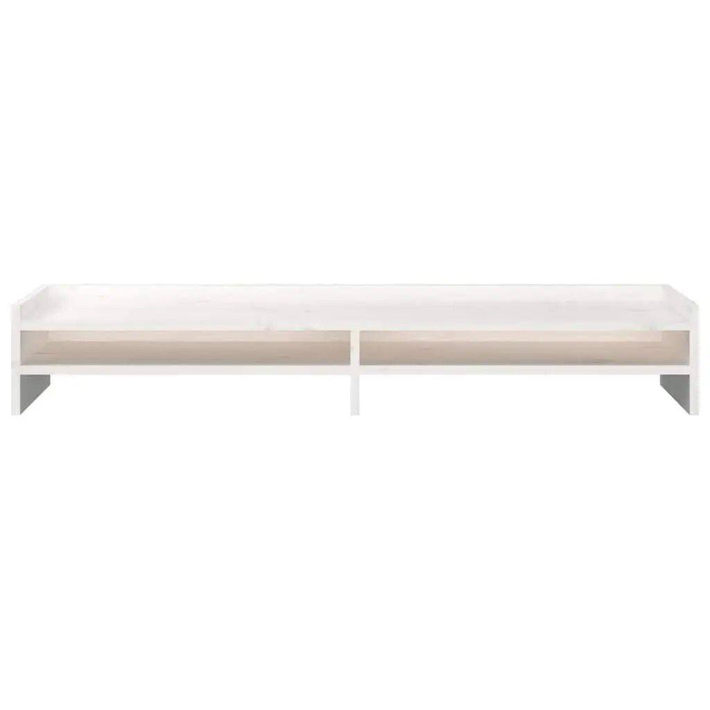 Monitor Stand White 100x24x16cm Solid Wood Pine Computer Riser Desktop Keyboard Storage