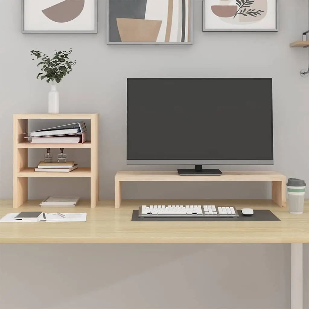 Solid Wood Monitor Riser with Storage Space