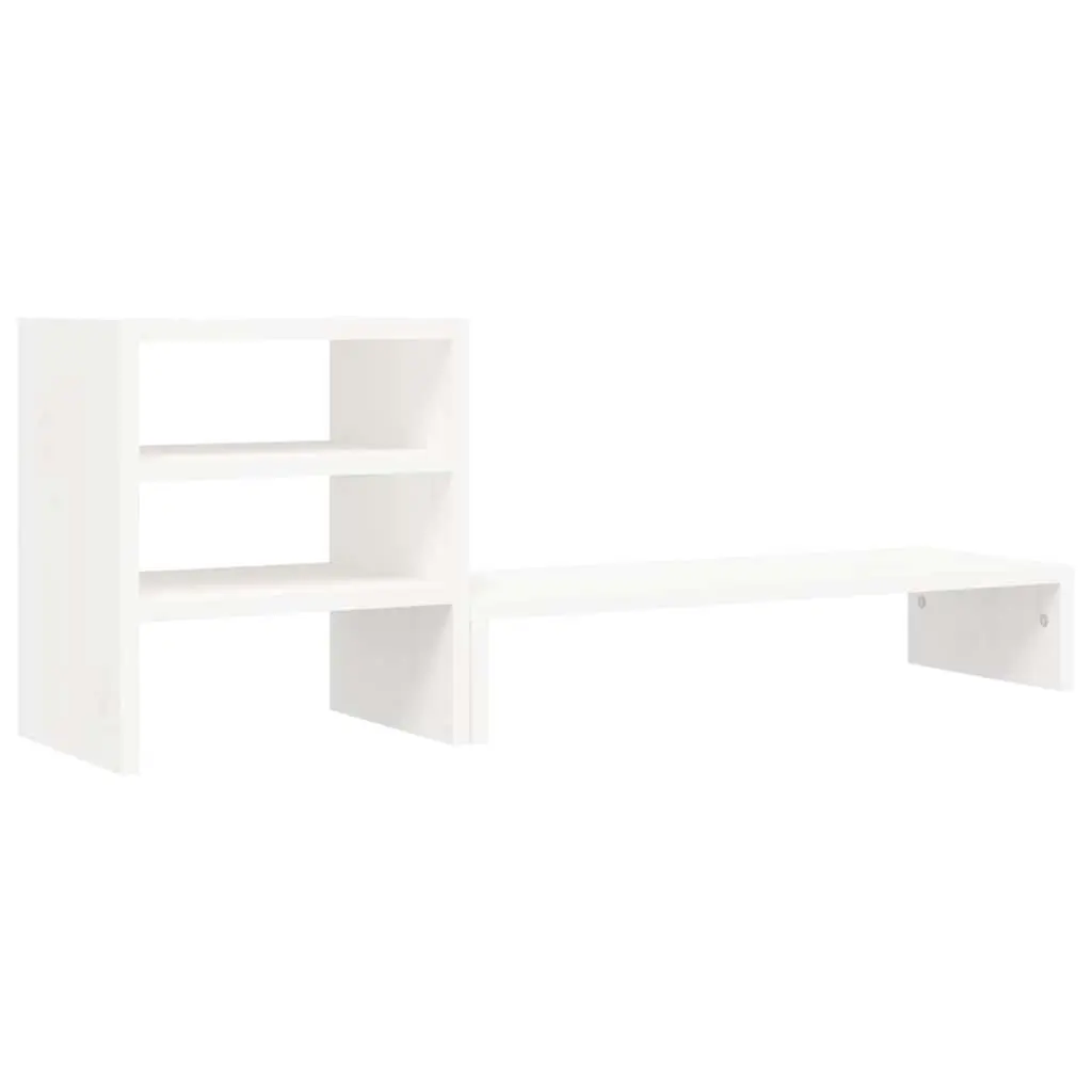 Monitor Stand White Solid Wood Pine Computer Riser Desk Organizer Storage Shelf