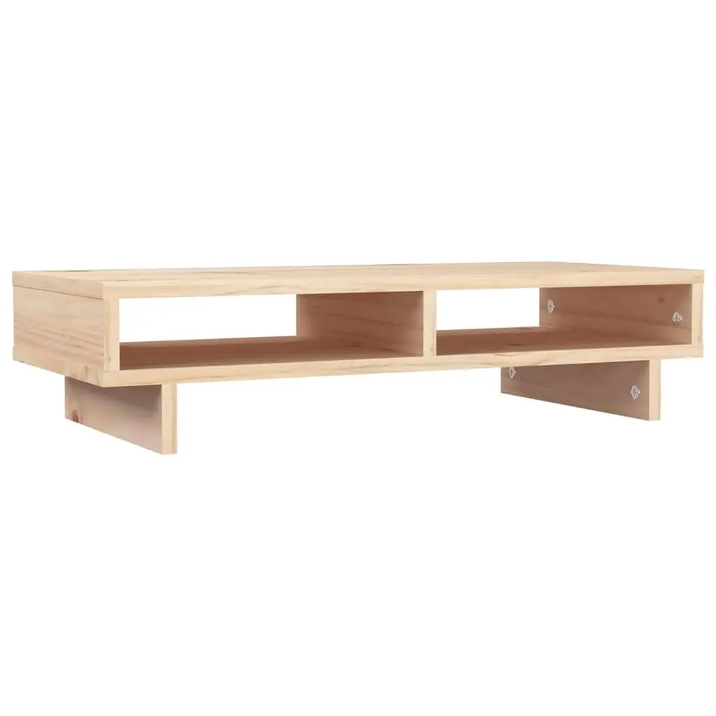 Monitor Stand Brown 60x27x14cm Solid Pine Wood Desktop Riser with Storage Space