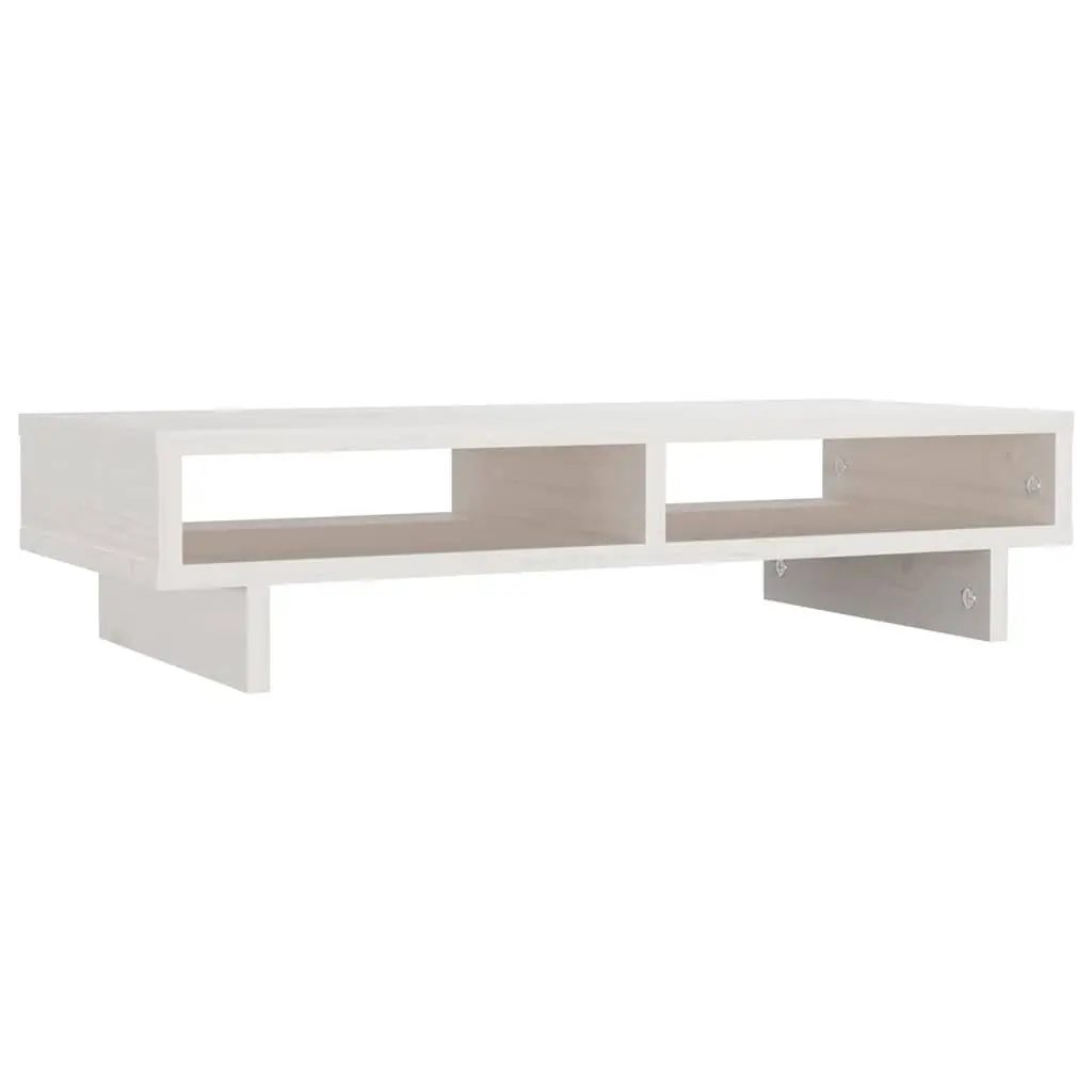 Monitor Stand White 60x27x14 cm Wooden Desk Organiser Ergonomic Riser