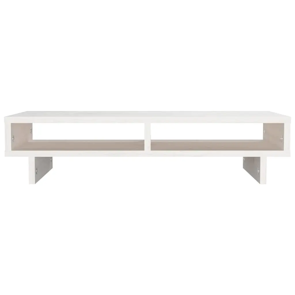 Monitor Stand White 60x27x14 cm Wooden Desk Organiser Ergonomic Riser