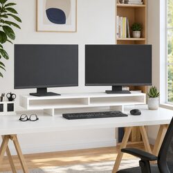 White Monitor Stand for Better Work Ergonomics 100cm