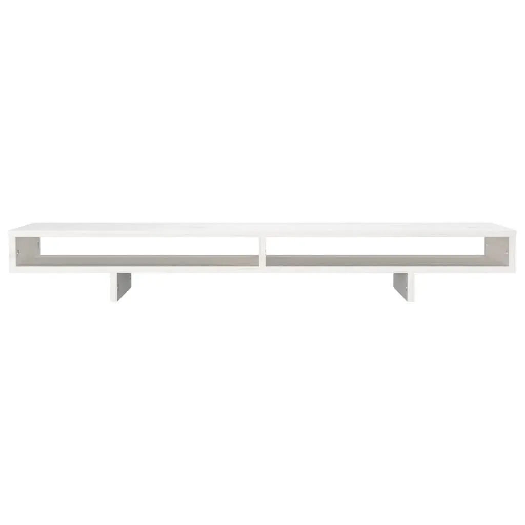 Monitor Stand White Solid Wood Pine Computer Riser Desk Organizer Storage 100cm