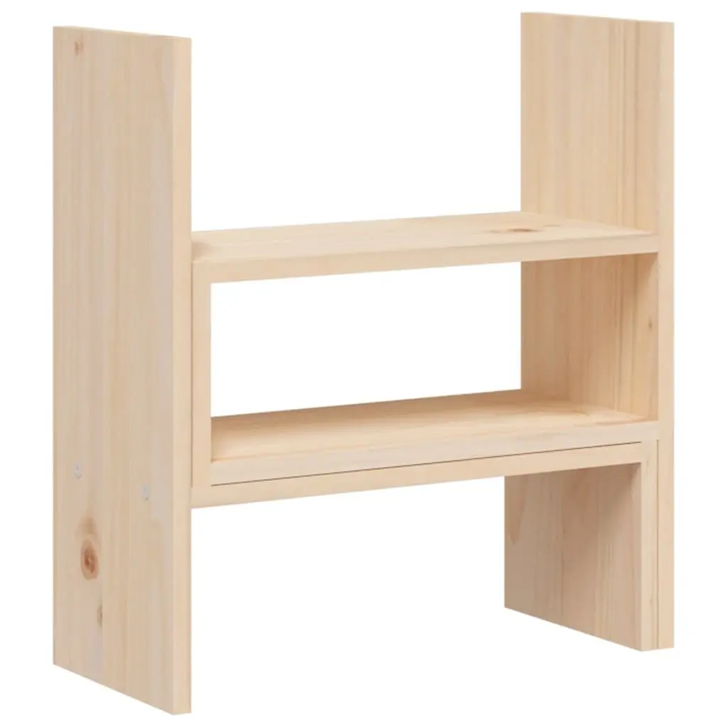 Wooden Monitor Stand Riser Brown Adjustable 39-72cm Solid Pine Storage Desk Computer