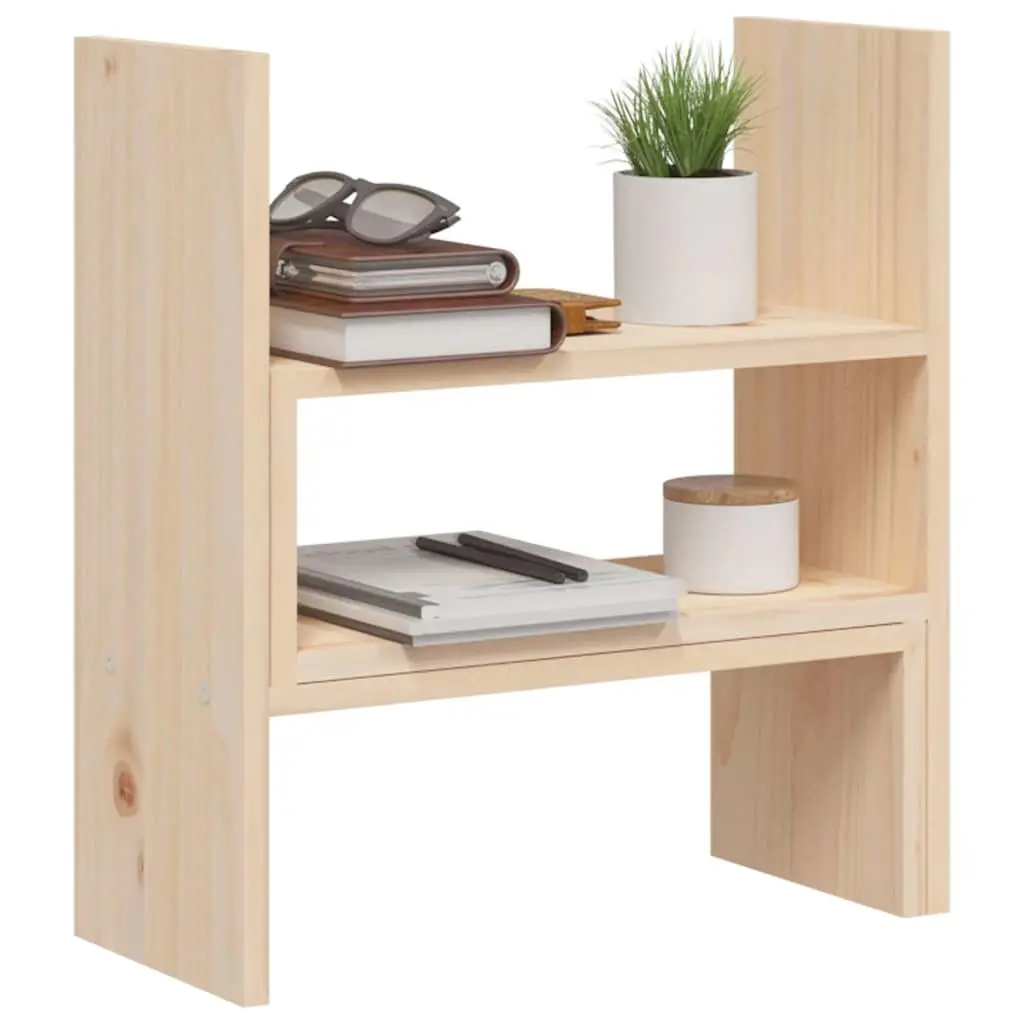 Wooden Monitor Stand Riser Brown Adjustable 39-72cm Solid Pine Storage Desk Computer
