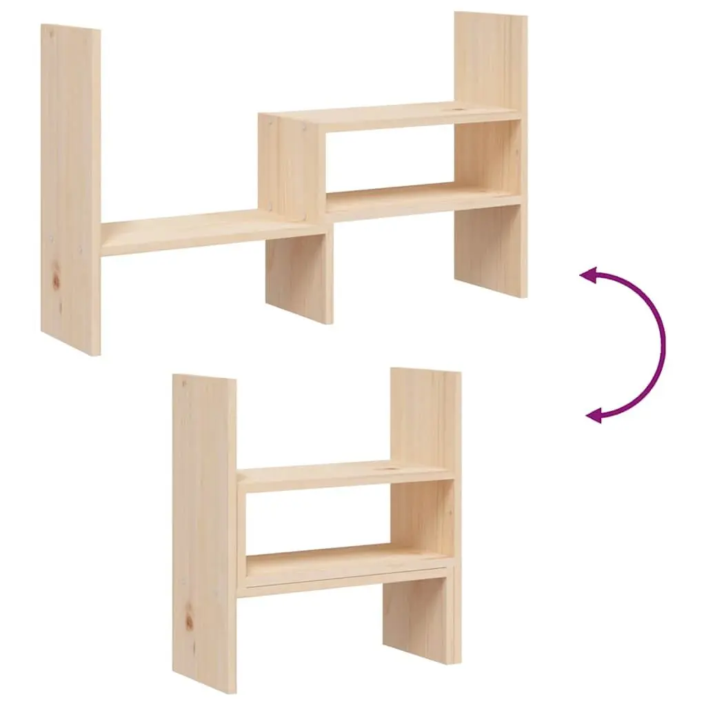 Wooden Monitor Stand Riser Brown Adjustable 39-72cm Solid Pine Storage Desk Computer
