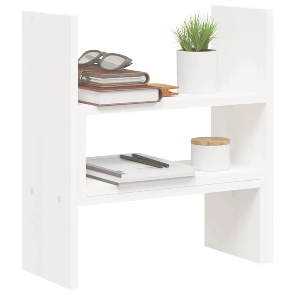 Monitor Stand White Adjustable Solid Wood Pine Desk Organiser