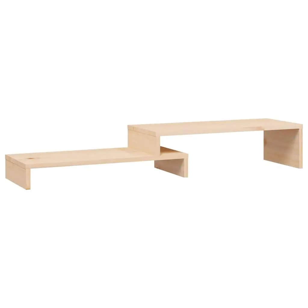 Wooden Monitor Stand Brown Adjustable Height Storage Desk Organiser