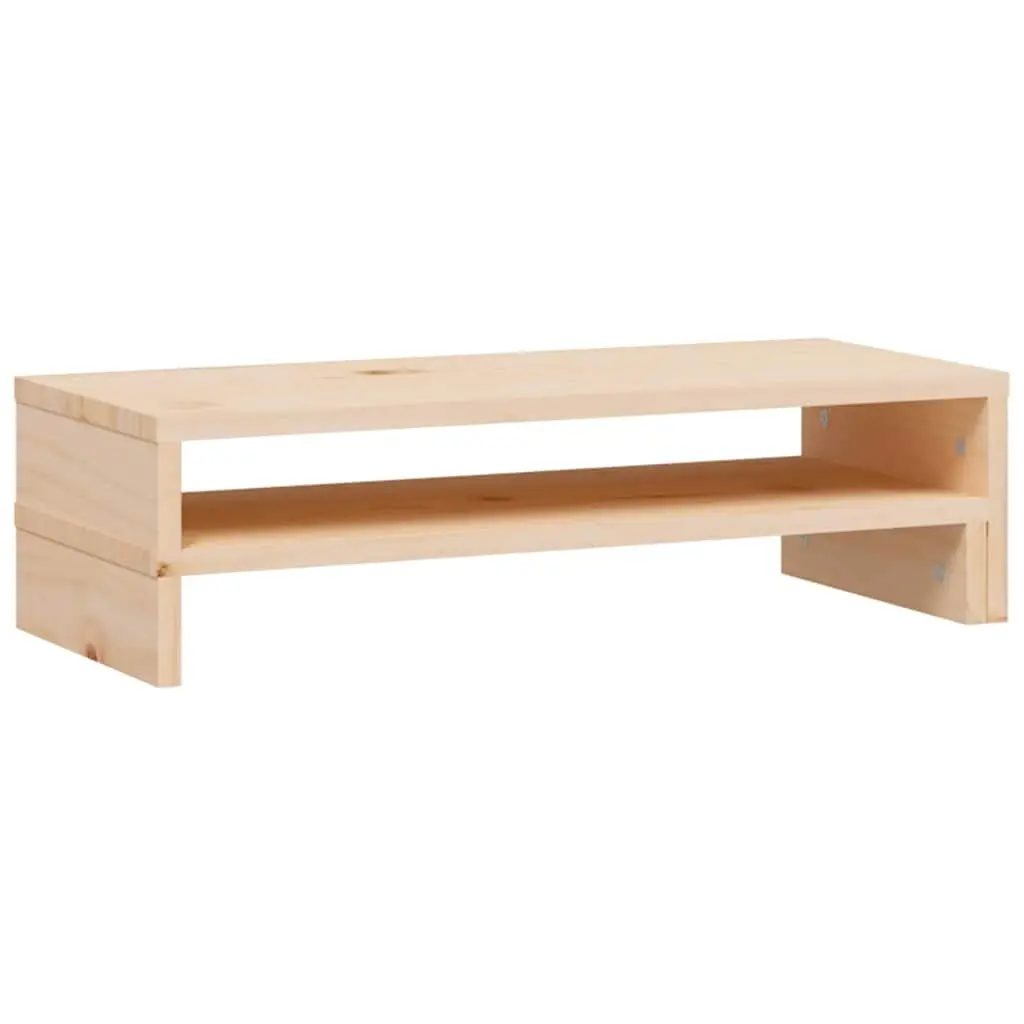 Wooden Monitor Stand Brown Adjustable Height Storage Desk Organiser