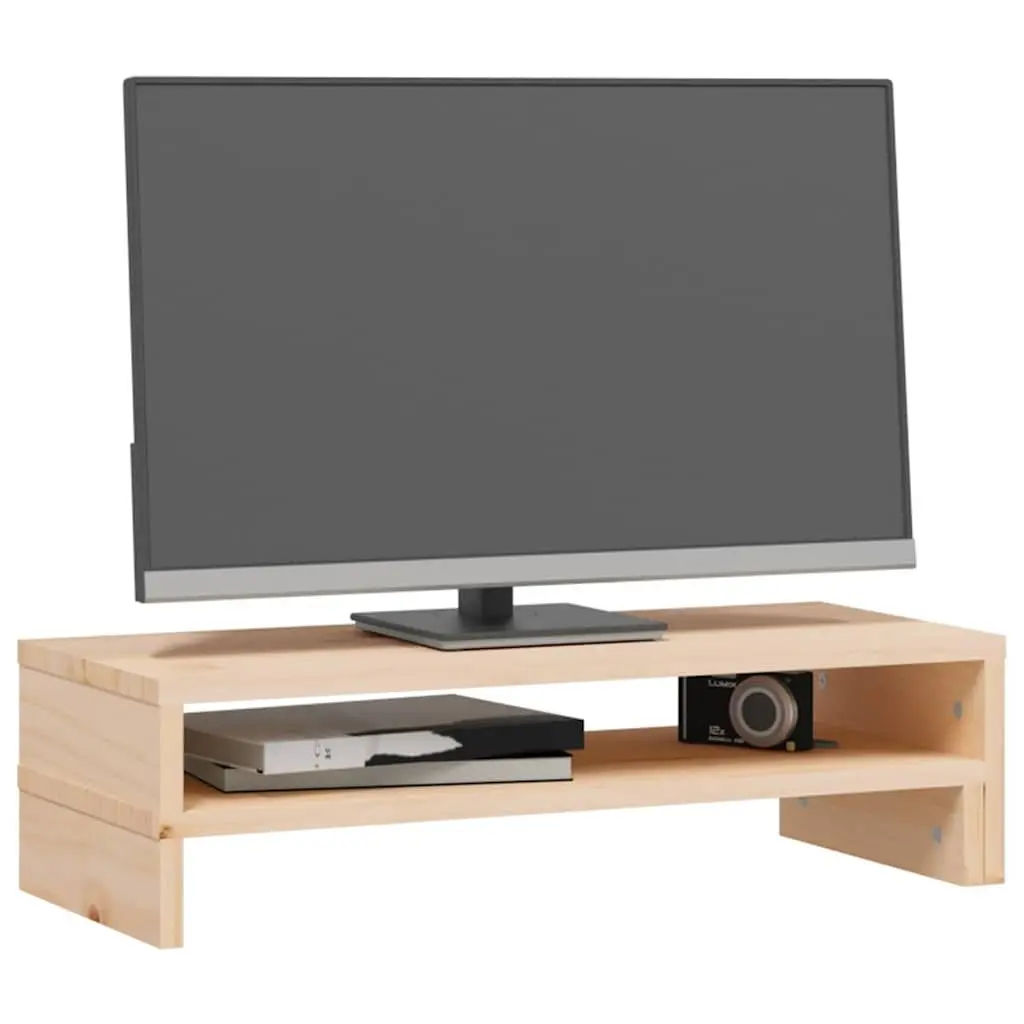 Wooden Monitor Stand Brown Adjustable Height Storage Desk Organiser
