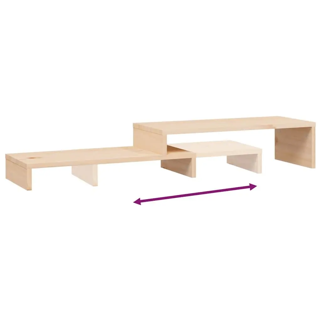 Wooden Monitor Stand Brown Adjustable Height Storage Desk Organiser