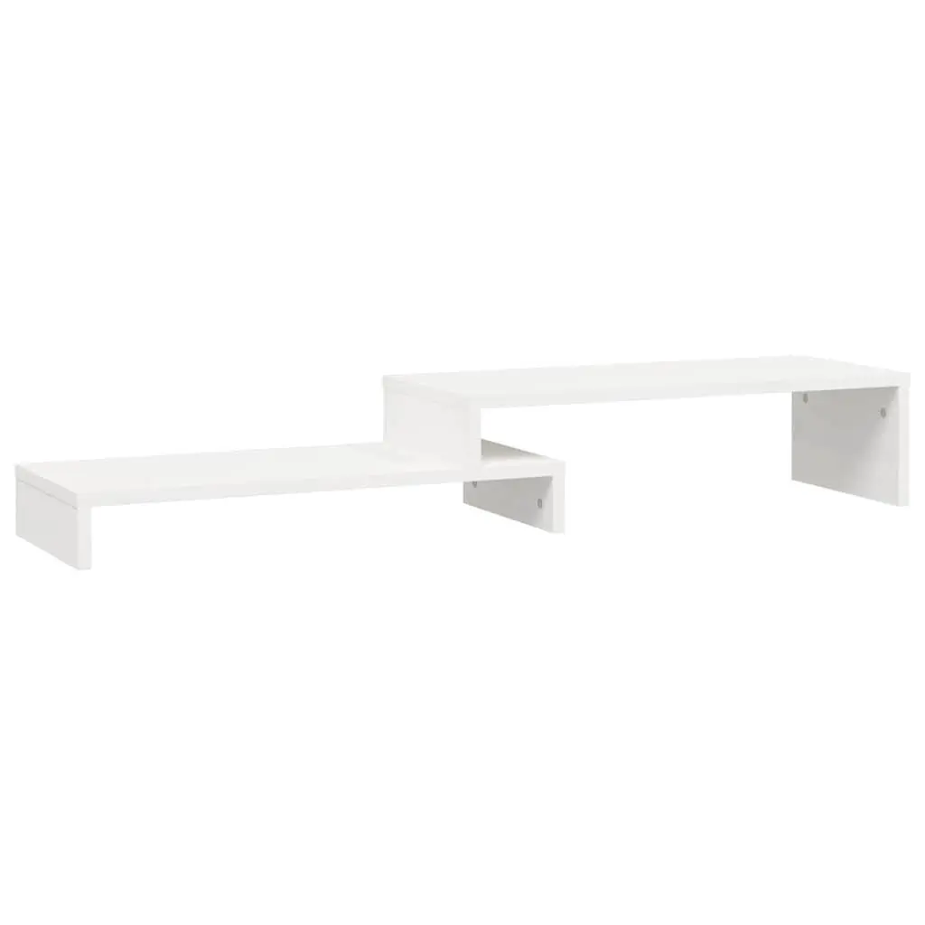 Monitor Stand White Adjustable 52-101cm Wooden Riser Storage Computer Desk