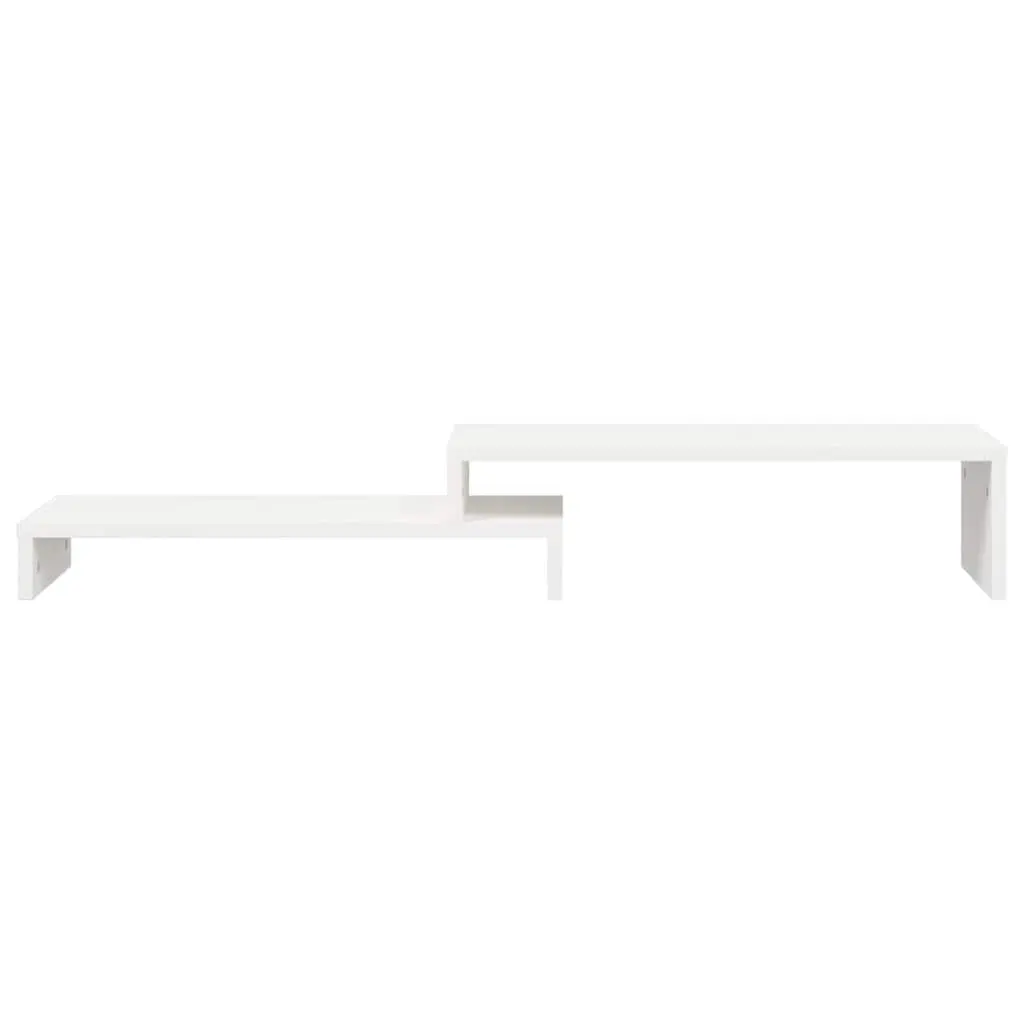 Monitor Stand White Adjustable 52-101cm Wooden Riser Storage Computer Desk