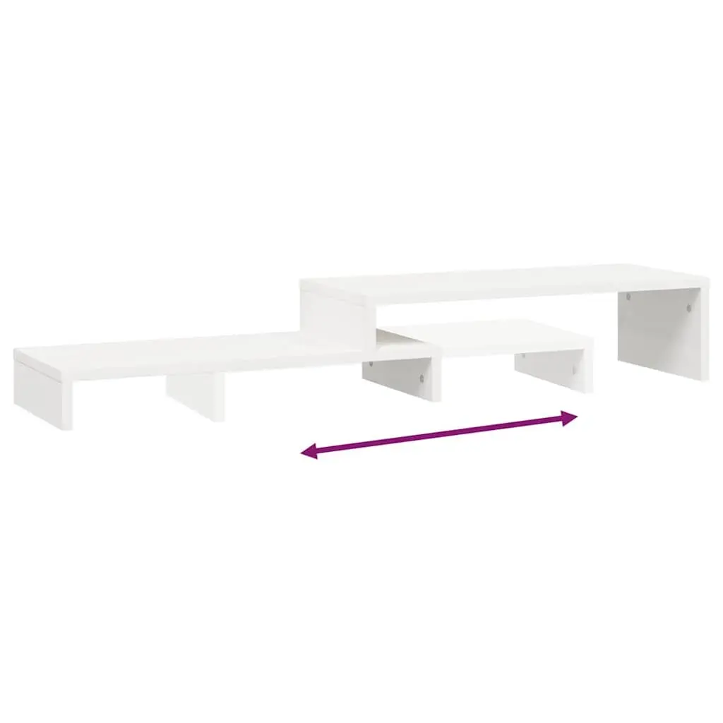 Monitor Stand White Adjustable 52-101cm Wooden Riser Storage Computer Desk