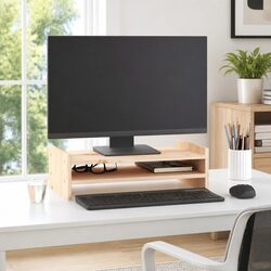 Compact Monitor Riser with Solid Pine Build