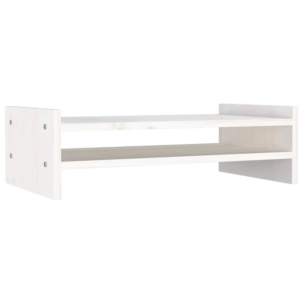Monitor Stand Solid Pine Wood 50x27x15 cm White Ergonomic Riser