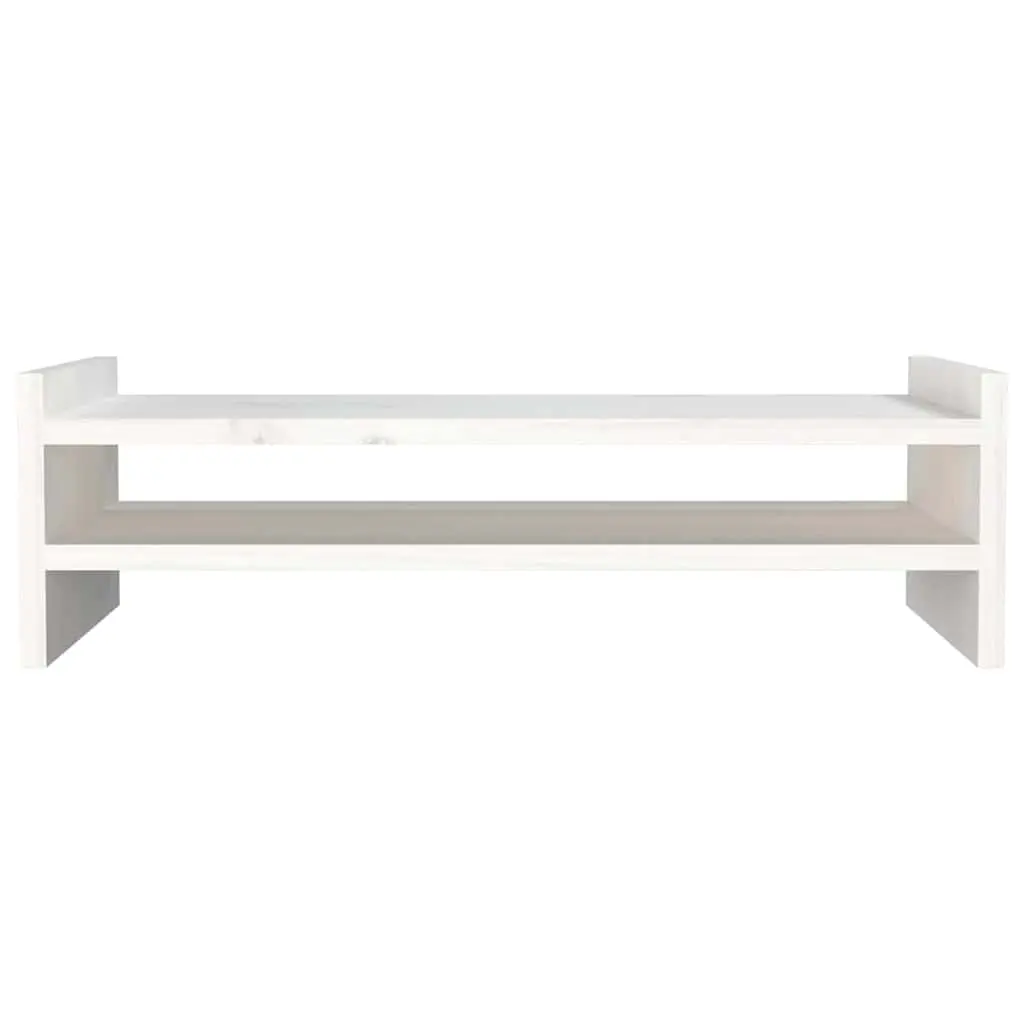 Monitor Stand Solid Pine Wood 50x27x15 cm White Ergonomic Riser