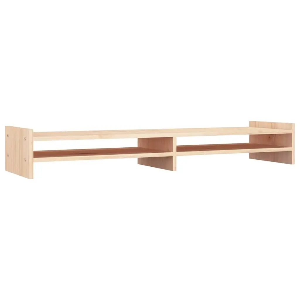 Monitor Stand Brown 100x27x15cm Solid Pine Wood Riser Desk Storage