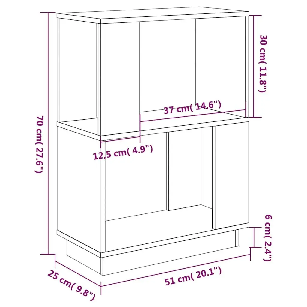 Wooden Bookshelf Brown 51W x 25D x 70H cm Sturdy Room Divider Storage Organizer